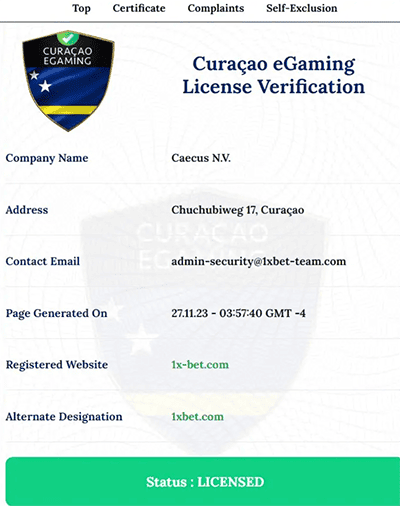 Лицензия 1xbet